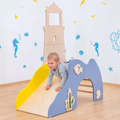 Kletterturm, Rutsche, Kleinkind-Spielgerät, Holzspielzeug, Türmchen