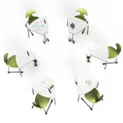 klassenzimmer, tisch, stuhl, grün, gruppe