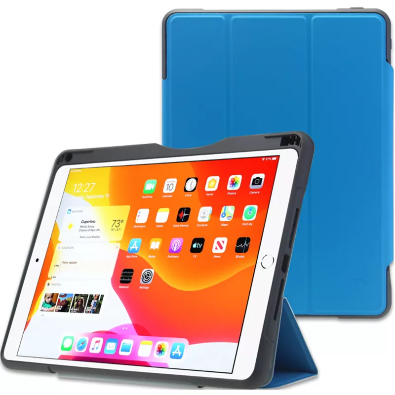 tablet, iPad, case, blau, ständer