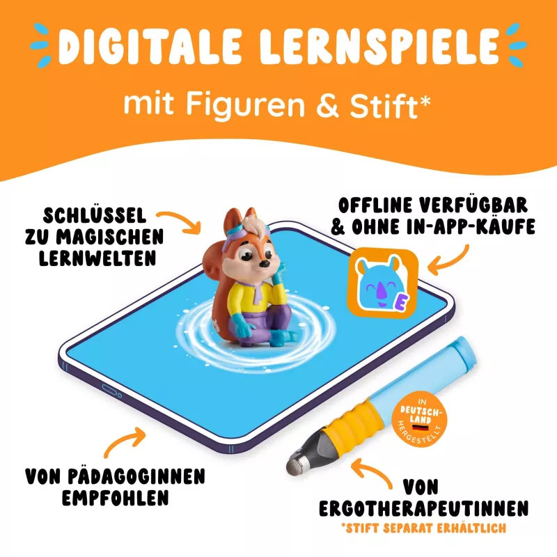 Spielzeugfigur, Pointerhalter, Stift, Tablet, Ergotherapeutisch