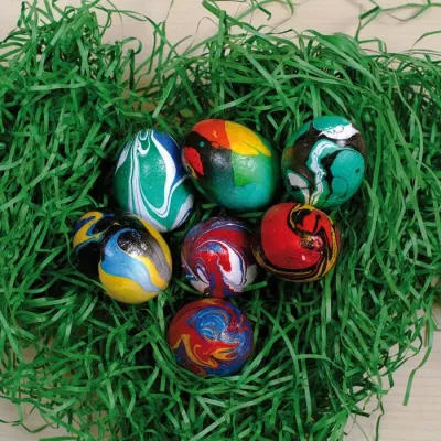 Ostereier, bemalte Eier, Eier-Muster, Silikongras, Grün