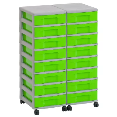 Schubladenbox, Aufbewahrungsbox, Rollcontainer, Grün, Kunststoff