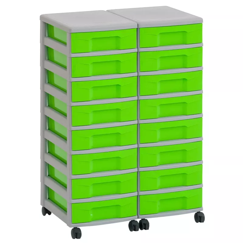Schubladenbox, Aufbewahrungsbox, Rollcontainer, Grün, Kunststoff