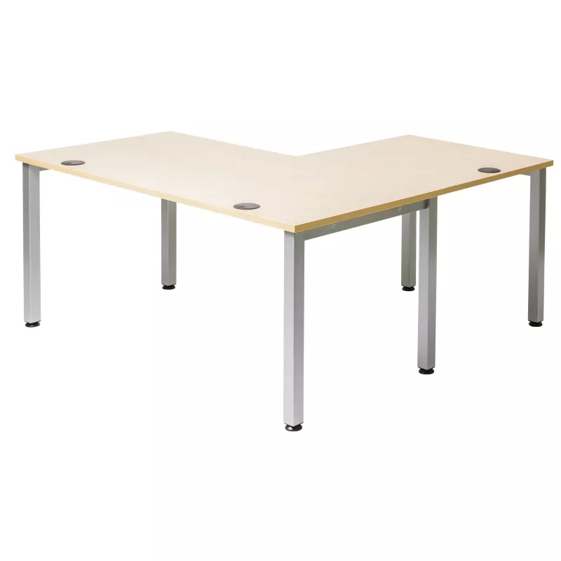 Bürotisch, L-förmiger Schreibtisch, Holzplatte, Metallbeine, modulares Möbelstück