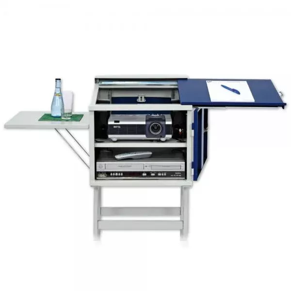 Multimedia cart, Projektionstisch, Ausklappbarer Tisch, Schrank mit Beamer, Medienregal