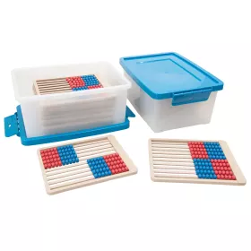 Rechenrahmen aus treeNside-Material, ZR bis 100, Rot/Blau, mit Aufbewahrungsbox