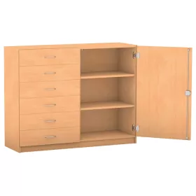 Unterschrank-Kombination mit Sockel, 6 flache Schubladen, 2 Böden -- Breite: 126,4 cm