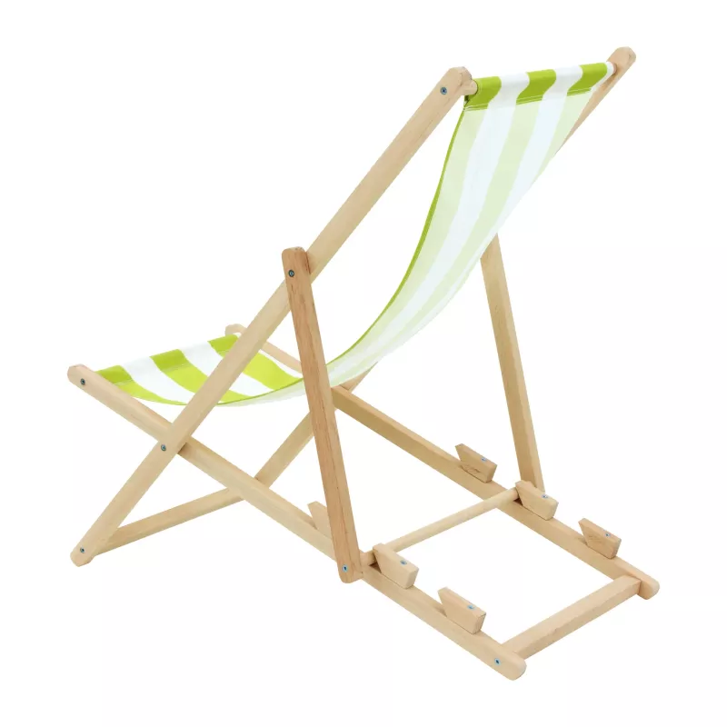 Strandstuhl, Strandliege, Holzgestell, grünes Muster, Gestell aus Holz