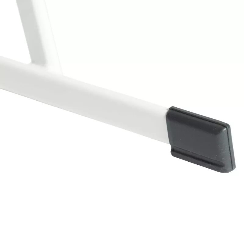 weißer rahmen, metallstange, schwarße fuß, beinunterlage, minimalistisches design