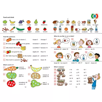 fruits et légumes, icônes alimentaires, illustration colorée, éducation visuelle, alimentaire éducatif