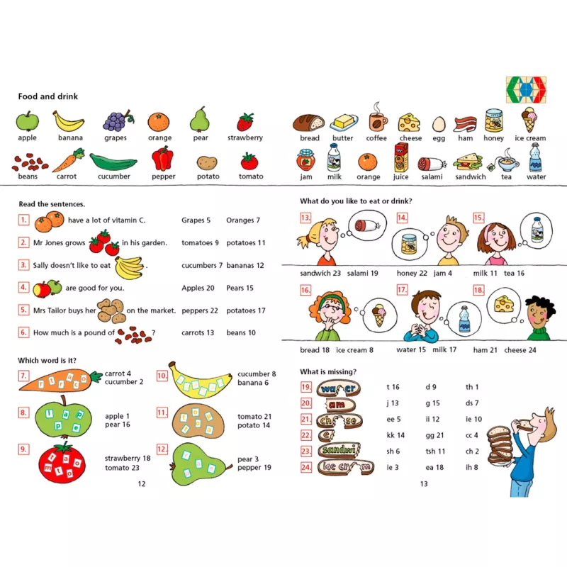 fruits et légumes, icônes alimentaires, illustration colorée, éducation visuelle, alimentaire éducatif