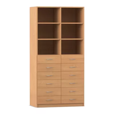 Regal mit Schubladen, Vitrine, Holz, Holzregal, Schubladenregal