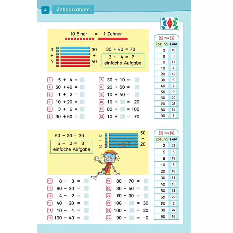Mathematik, Aufgabenblatt, Zehnerzahlen, Addition, Subtraktion