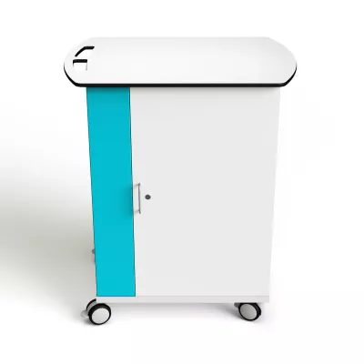 Medizinischer Wagen, Mobiler Schrank, Türschrank, Türschrank mit Rollen, Blaues Akzentpanel