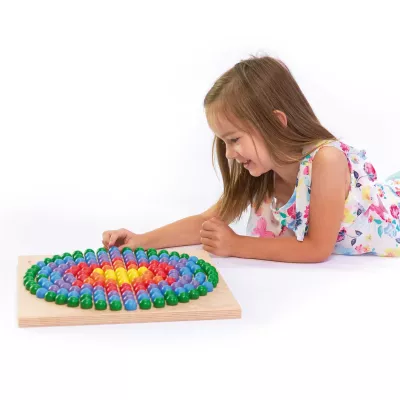 Holzboard, Lege-Spiel, Bunte Perlen, Malen Spielzeug, Kreisel-Puzzle