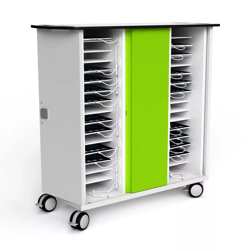 Laptop-Ladekart, Ladekart, Mobiles Ladestation, Kabelorganisation, Grüne Paneel