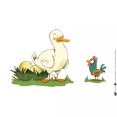 Ente, Ente, Nest, Gras, Cartoon-Tier