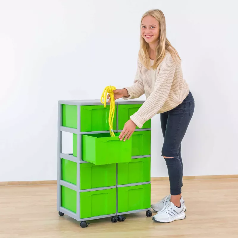 Tonlagerwagen, grüne Behälter, rollbarer Wagen, Plastikbehälter, Seilgriff
