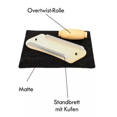 Overtwist-Rolle, Standbrett, Matte, Kufen, Holzgriff