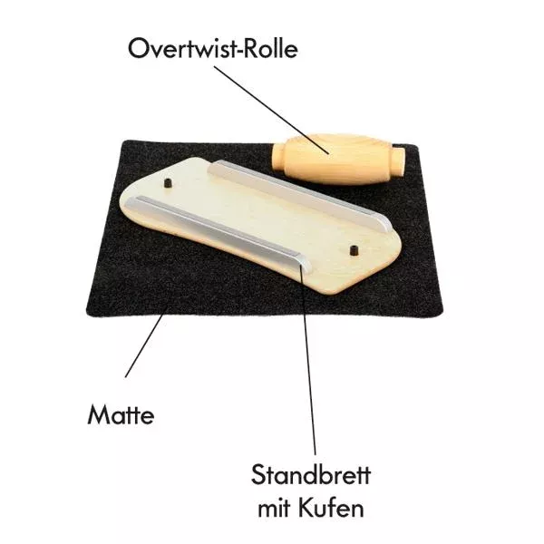 Overtwist-Rolle, Standbrett, Matte, Kufen, Holzgriff