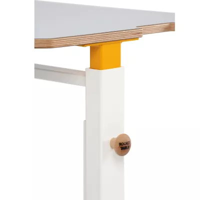 Kindertisch, Roboter-Table, Holzknopf, Verstellbarer Tisch, Gelb-Akzent