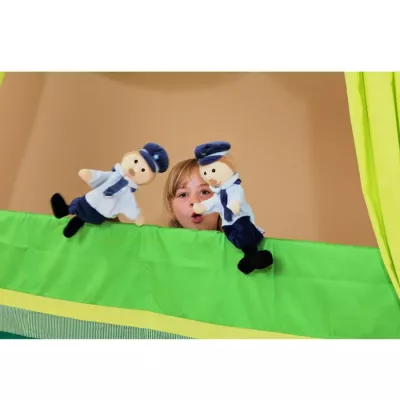 puppets, hand puppets, theater, stage, green curtain