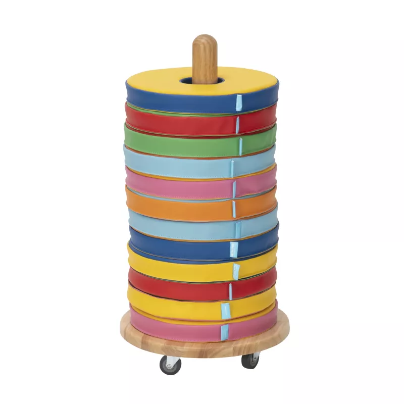 Hütchenstapel, Stapelringe, Holzunterlage, Bunte Ringe, Kugelbahn