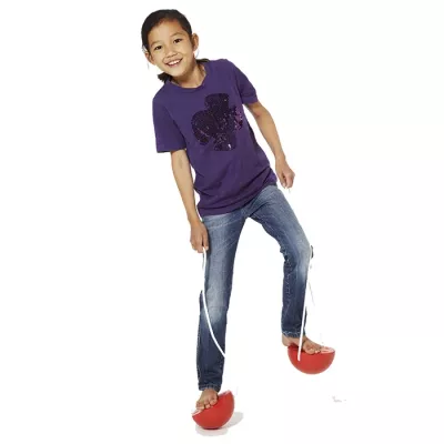 Kids shirt, purple t-shirt, short sleeves, sequined print, jeans