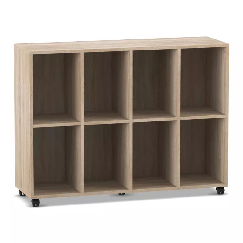 Regal, Cube Regal, Ablagefach, Holzoptik, Wagen mit Rollen