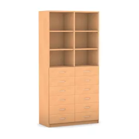 Regal, 190 x 94,4, mit 12 Holzschubladen und 4 Böden