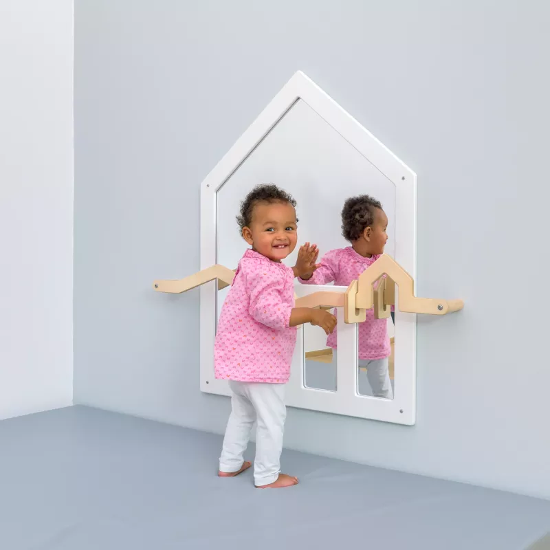 Kinder, Spielzeug, Wandspiegel, Kleidung Pink, Holzgriffe