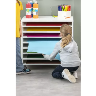 Schreibtisch, Farbpapier, Buntstifte, Kinder, Aufbewahrung