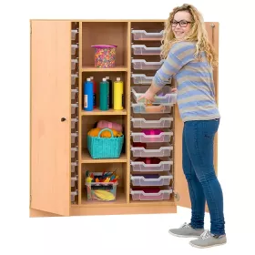 Mittelhoher Schrank, 3 verstellbare Böden, Gratnells-Boxen
