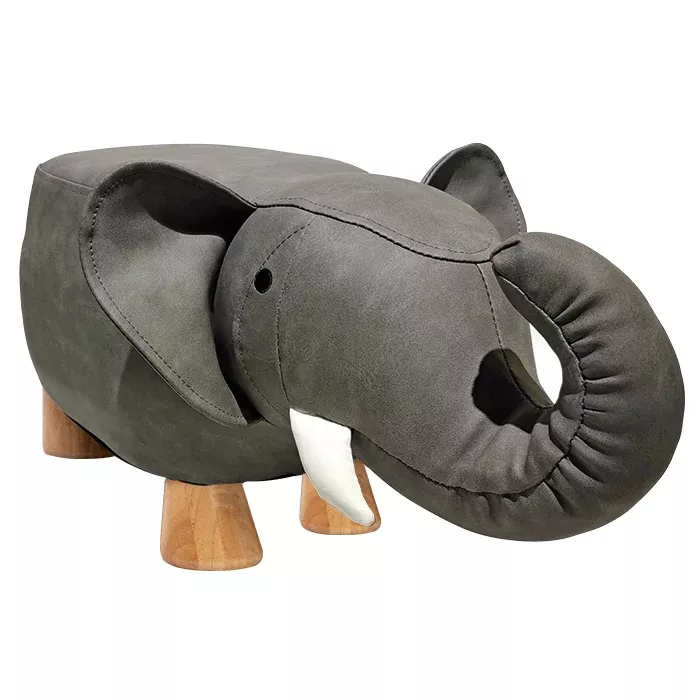 Elefant Plüsch,  Plüschelefant,  Stofftier,  grauer Elefant,  Holzbeine