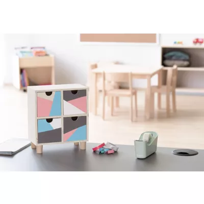 Kinderkommode, Aufbewahrungskasten, Holz, Geometrisches Muster, Pastellfarben