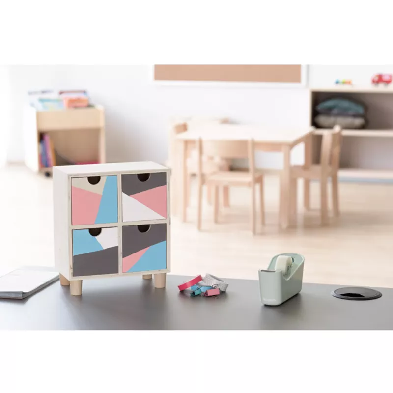 Kinderkommode, Aufbewahrungskasten, Holz, Geometrisches Muster, Pastellfarben
