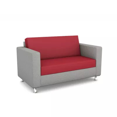Couch, 2-Sitzer, Grau Stoff, Roter Bezug, Sofamöbel