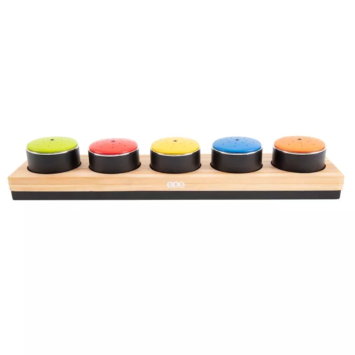 Glöckchen, bunt, Holzbasis, Knöpfe, mehrfarben