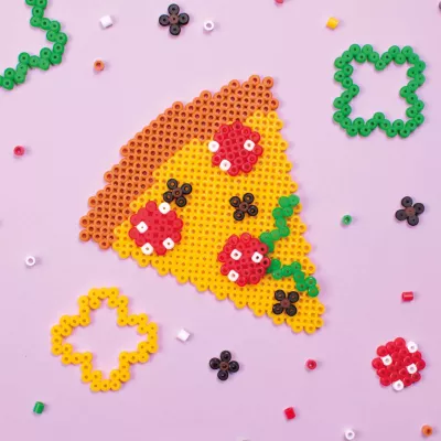 Bügelperlen, Bastelset, Perlenbild, bunte Kunststoffperlen, Taco-Motiv