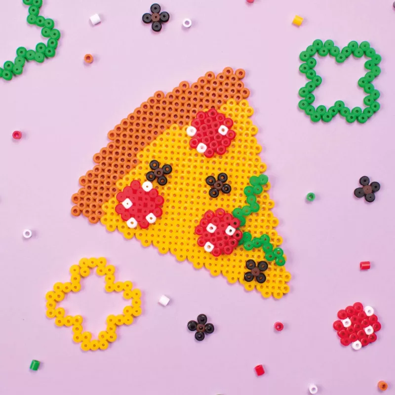 Bügelperlen, Bastelset, Perlenbild, bunte Kunststoffperlen, Taco-Motiv