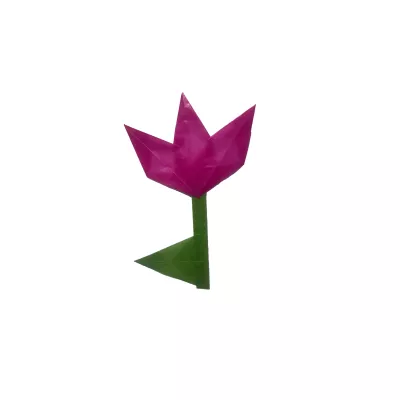 Origami, Tulpe, Papierblume, Grüne-stiel, Rosa-Blüte