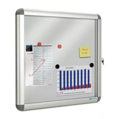 Whiteboard, Magnetic board, Colored magnets, Poster notes, Documents on board