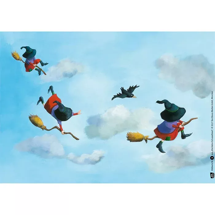 Cartoon, Hexen, Besom, Fliegen, Wolken