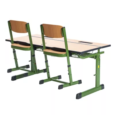 Schülerschreibtisch, Schreibtischstuhl, Klappbar, Grün, Holz