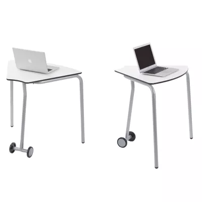 Schreibtisch, rollbare Tische, Laptop-Tisch, Metallisch grau, klappbare Kante