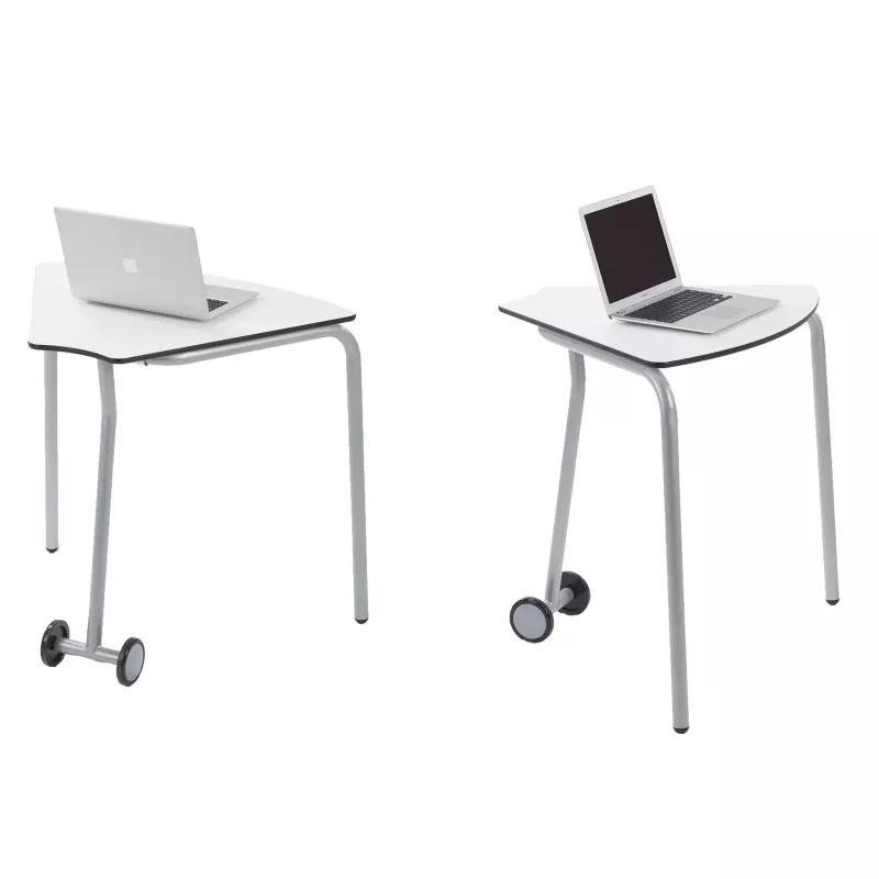Schreibtisch, rollbare Tische, Laptop-Tisch, Metallisch grau, klappbare Kante