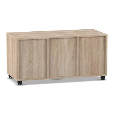 Sideboard, Storage cabinet, Wood texture, Caster wheels, Sliding doors