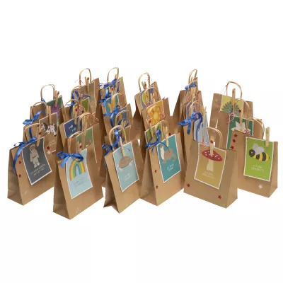 Geschenktasche, Papiertüte, Ribbons, Motivetikett, Weihnachtskarten