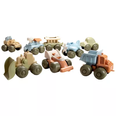 Spielzeugfahrzeuge, Kleinstautos, Miniaturen, Bau- und Lastwagen-Set, Pastellfarben
