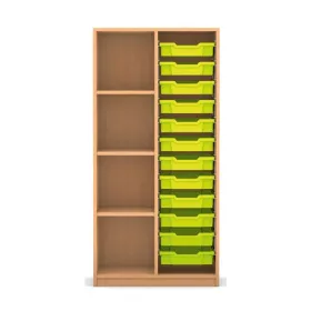 Mittelhohes Regal, 143,9 x 73,1 x 48, mit 12 Boxen und 3 Böden